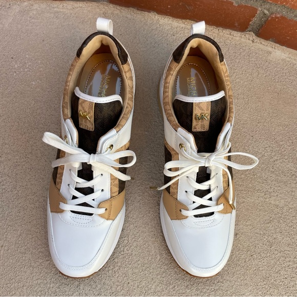 🆕 Michael Kors Georgie Metallic Leather Trainer Sneakers Sz 9.5M - Picture 5 of 13